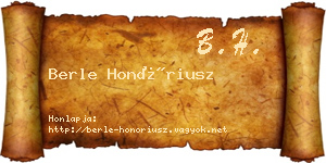 Berle Honóriusz névjegykártya